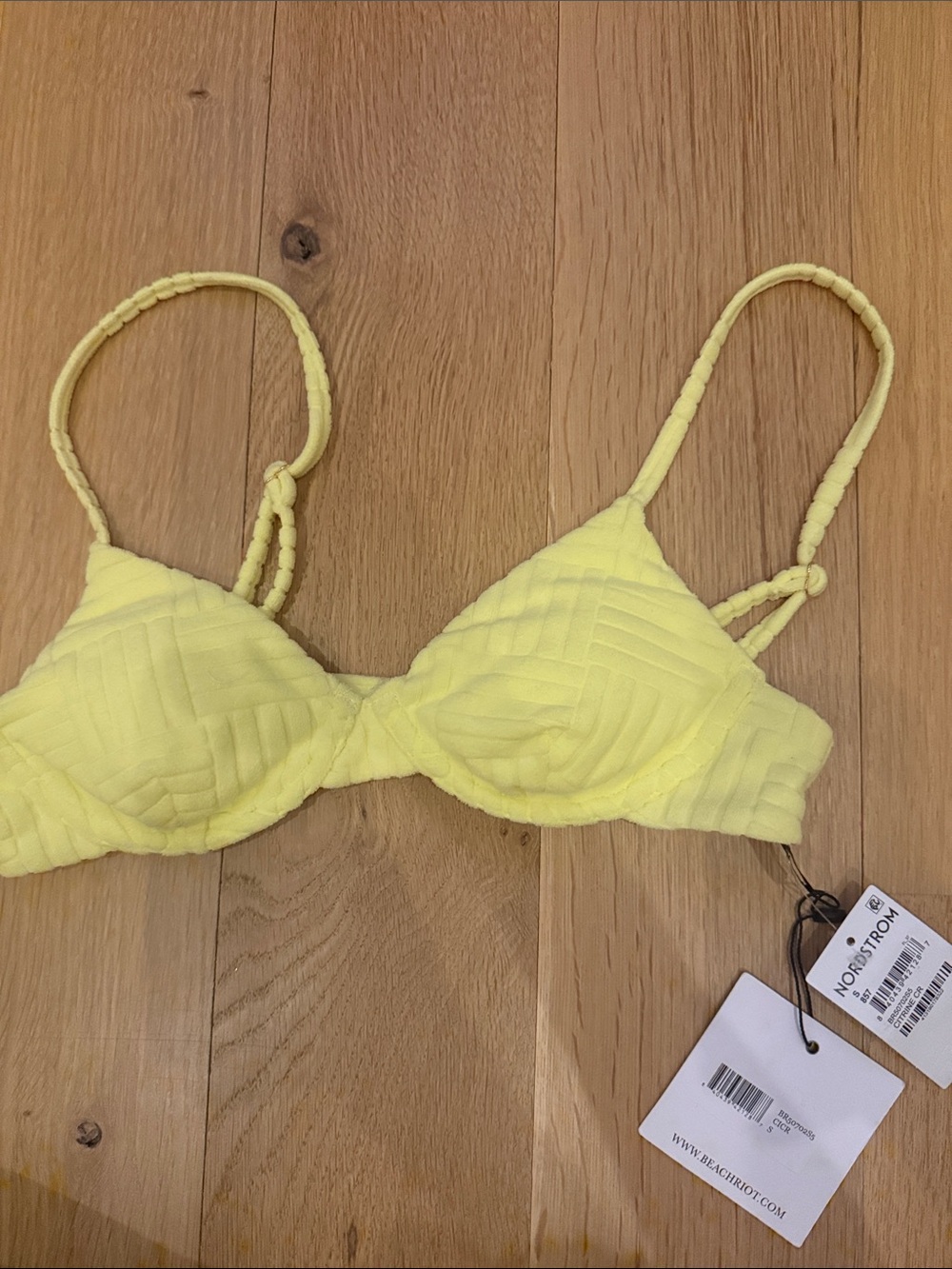 Beach Riot Yellow Textured Bra Top